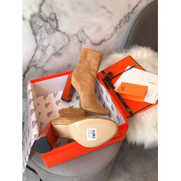 Replica Hermes Tan Suede Heeled Ankle Boot