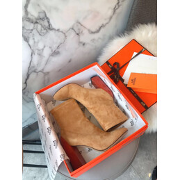 Replica Hermes Tan Suede Heeled Ankle Boot