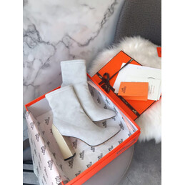 Replica Hermes White Heeled Ankle Boot