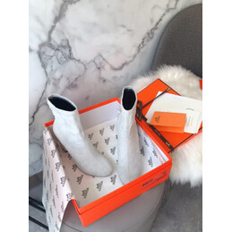 Replica Hermes White Heeled Ankle Boot