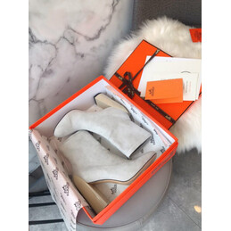 Replica Hermes White Heeled Ankle Boot