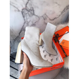 Replica Hermes White Heeled Ankle Boot