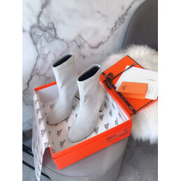 Replica Hermes White Heeled Ankle Boot