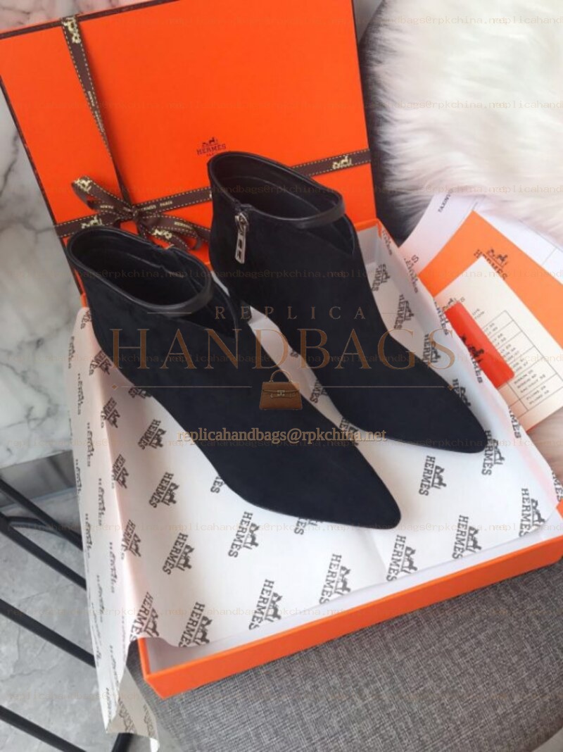 Replica Hermes Black Heeled Sock Boot