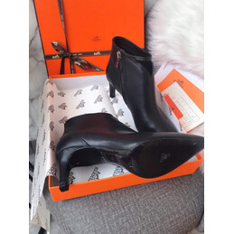 Replica Hermes Black Pointed Heeled Ankle Boot