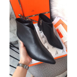 Replica Hermes Black Pointed Heeled Ankle Boot
