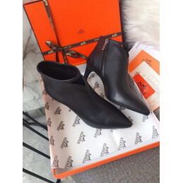 Replica Hermes Black Pointed Heeled Ankle Boot