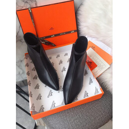 Replica Hermes Black Pointed Heeled Ankle Boot