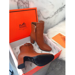 Replica Hermes Brown Leather Ankle Boot