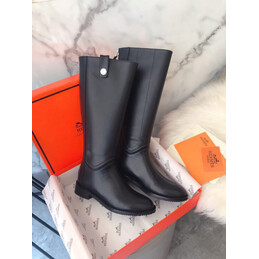 Replica Hermes Black Knee High Boot