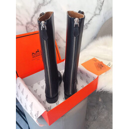Replica Hermes Black Knee High Boot