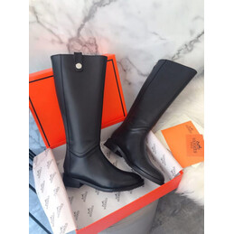 Replica Hermes Black Knee High Boot