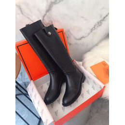 Replica Hermes Black Knee High Boot