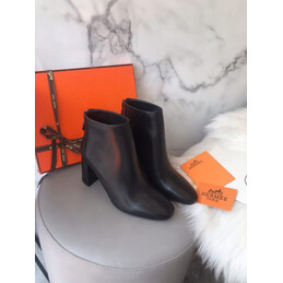 Replica Hermes Black Short Leather Boot