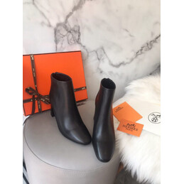Replica Hermes Black Short Leather Boot