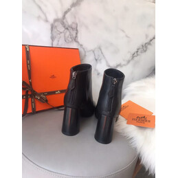 Replica Hermes Black Short Leather Boot