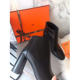 Replica Hermes Black Short Leather Boot
