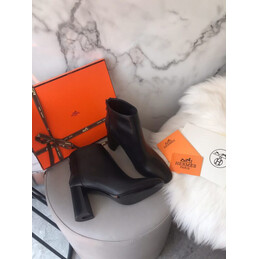 Replica Hermes Black Short Leather Boot