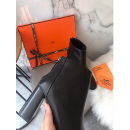 Replica Hermes Black Short Leather Boot