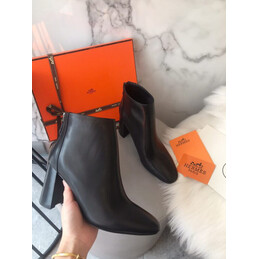 Replica Hermes Black Short Leather Boot