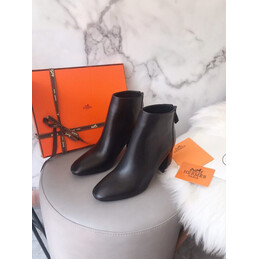 Replica Hermes Black Short Leather Boot