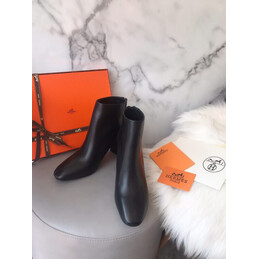 Replica Hermes Black Short Leather Boot