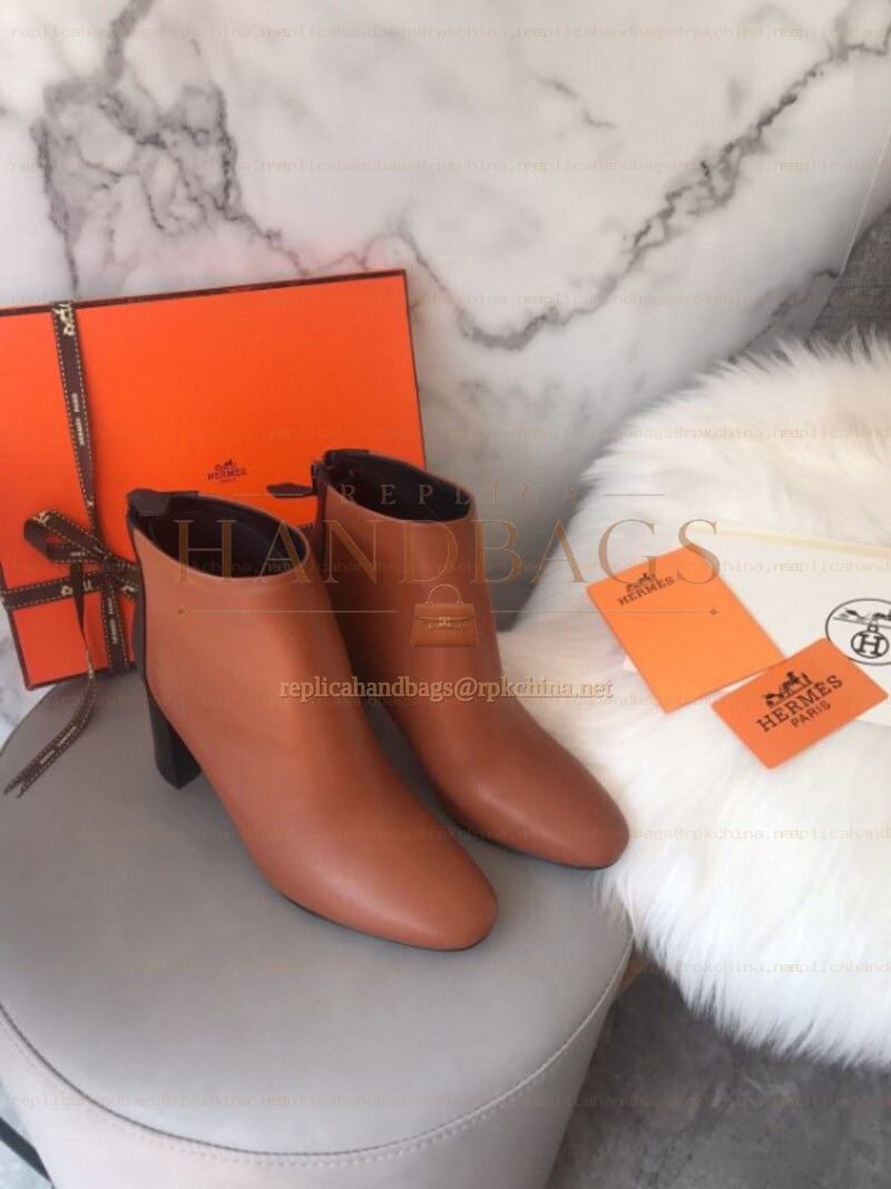 Replica Hermes Brown Short Leather Boot
