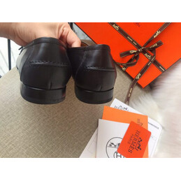 Replica Hermes Black Silver H Buckle Loafer