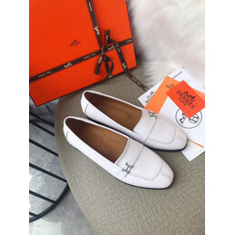 Replica Hermes White H Buckle Loafer Silver Hardware