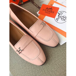 Replica Hermes Pink H Buckle Loafer Silver Hardware