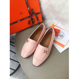 Replica Hermes Pink H Buckle Loafer Silver Hardware