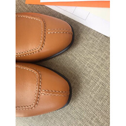 Replica Hermes Camel Silver H Buckle Loafer