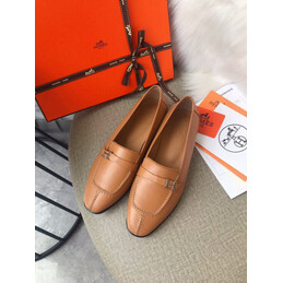Replica Hermes Camel Silver H Buckle Loafer