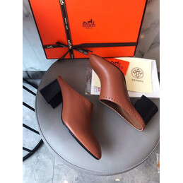 Replica Hermes Brown Leather Slip On Mule