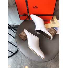 Replica Hermes White Leather Slip On Mule
