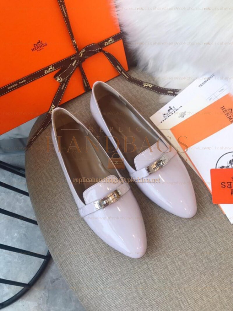 Replica Hermes Lavender Silver H Buckle Loafer