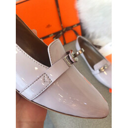 Replica Hermes Lavender Silver H Buckle Loafer
