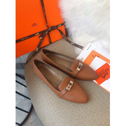 Replica Hermes Peach Silver H Buckle Loafer
