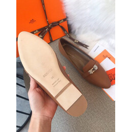 Replica Hermes Peach Silver H Buckle Loafer
