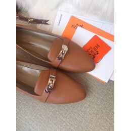Replica Hermes Peach Silver H Buckle Loafer