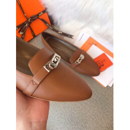 Replica Hermes Peach Silver H Buckle Loafer