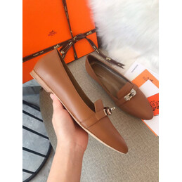 Replica Hermes Peach Silver H Buckle Loafer