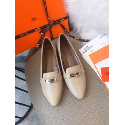Replica Hermes Ivory Silver H Buckle Loafer