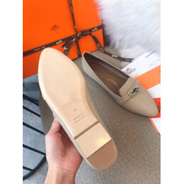 Replica Hermes Ivory Silver H Buckle Loafer