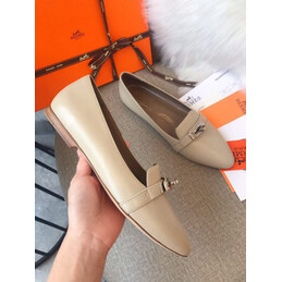 Replica Hermes Ivory Silver H Buckle Loafer