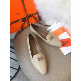 Replica Hermes Ivory Silver H Buckle Loafer