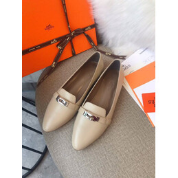 Replica Hermes Ivory Silver H Buckle Loafer