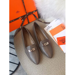 Replica Hermes Gray Silver H Buckle Loafer