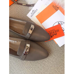 Replica Hermes Gray Silver H Buckle Loafer
