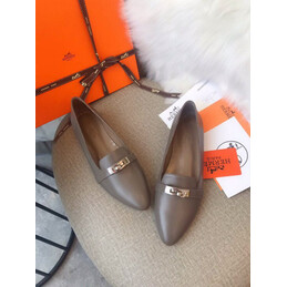 Replica Hermes Gray Silver H Buckle Loafer